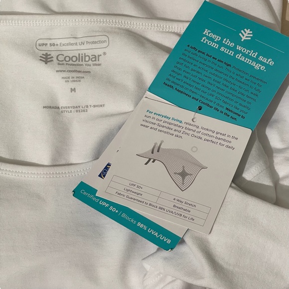 Coolibar White Long Sleeve 50+ UV Protect Top Size Medium NWT - Picture 4 of 4